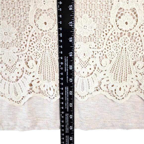 Womens Top‎ 3X Boho Chic Crochet Floral Lace Cottagecore Peasant Sweatshirt - Picture 4 of 6